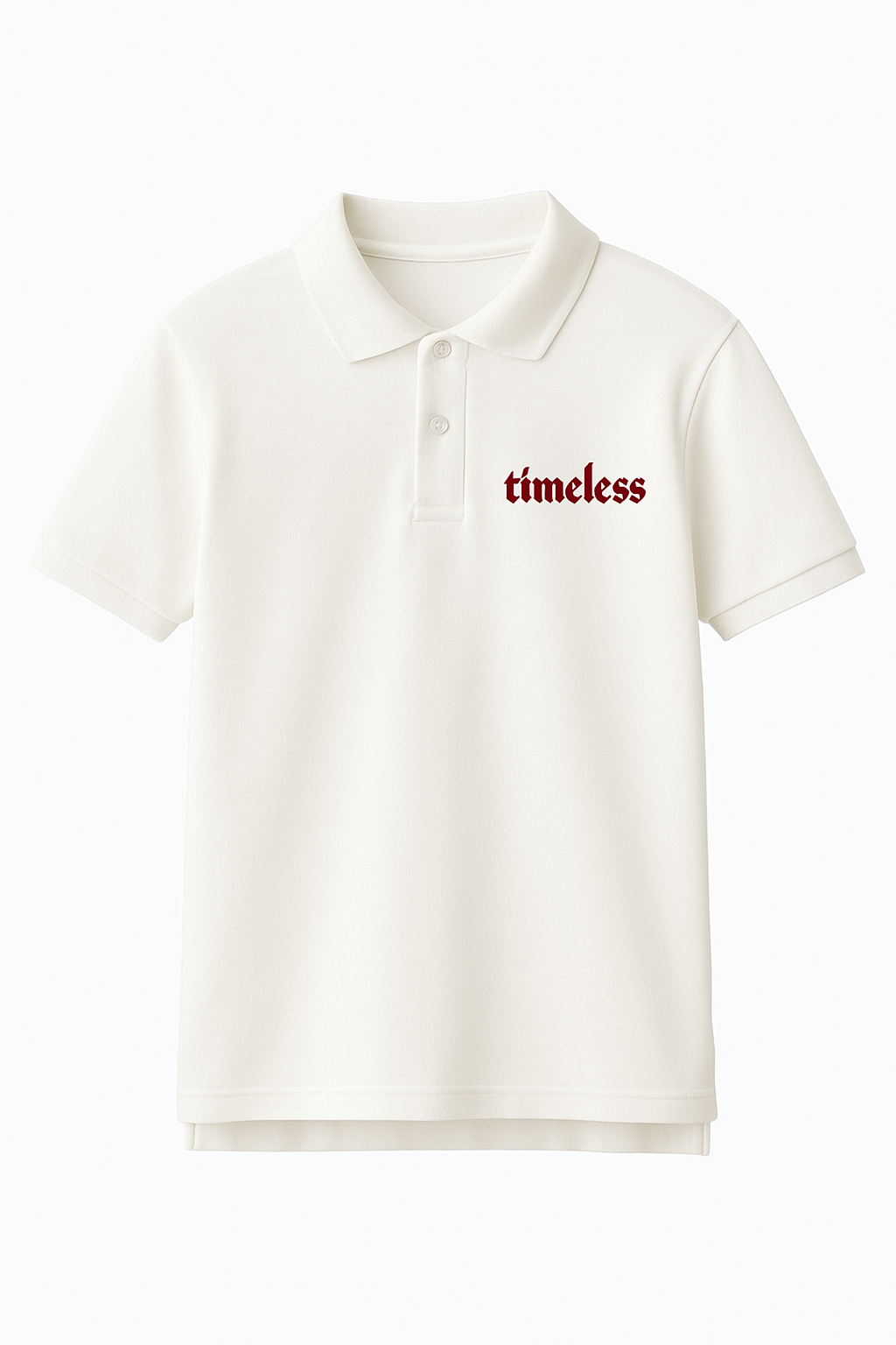 Timeless Red logo white polo